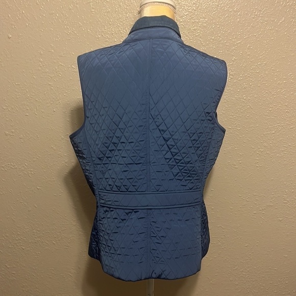 TALBOTS‎ Blue Quilted Fleece Lined Vest With Corduroy Collar Size M - Picture 3 of 5